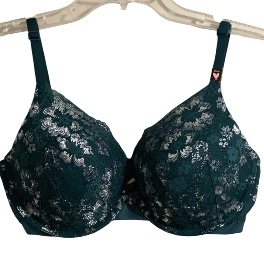 Victoria's Secret Push Up Bra Green Shimmer 32DDD Body By Victoria Perfect Shape